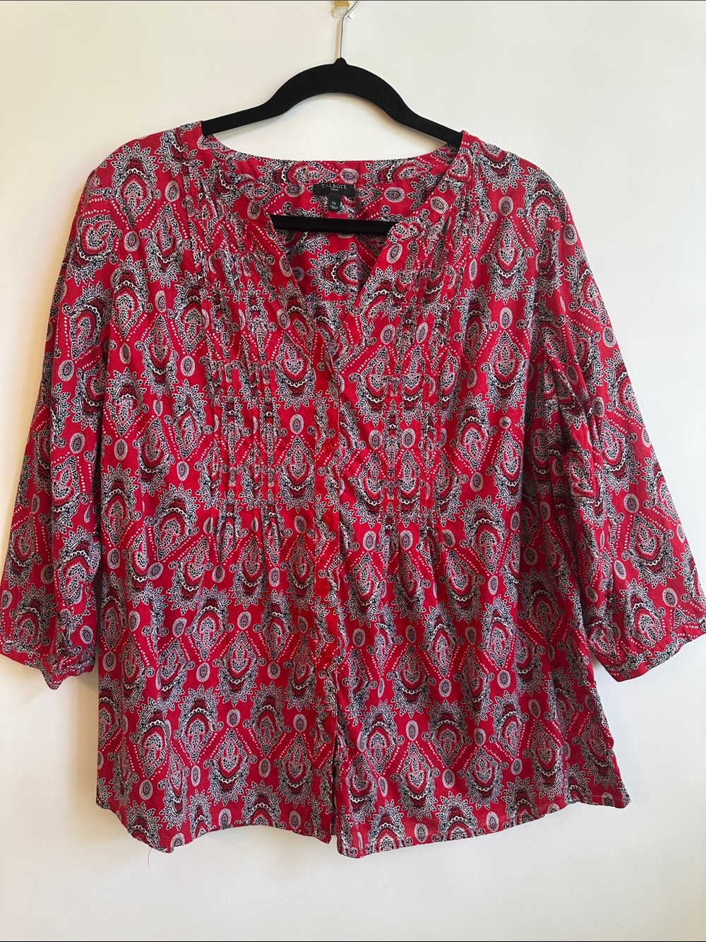 Talbots Red Paisley Peasant Blouse